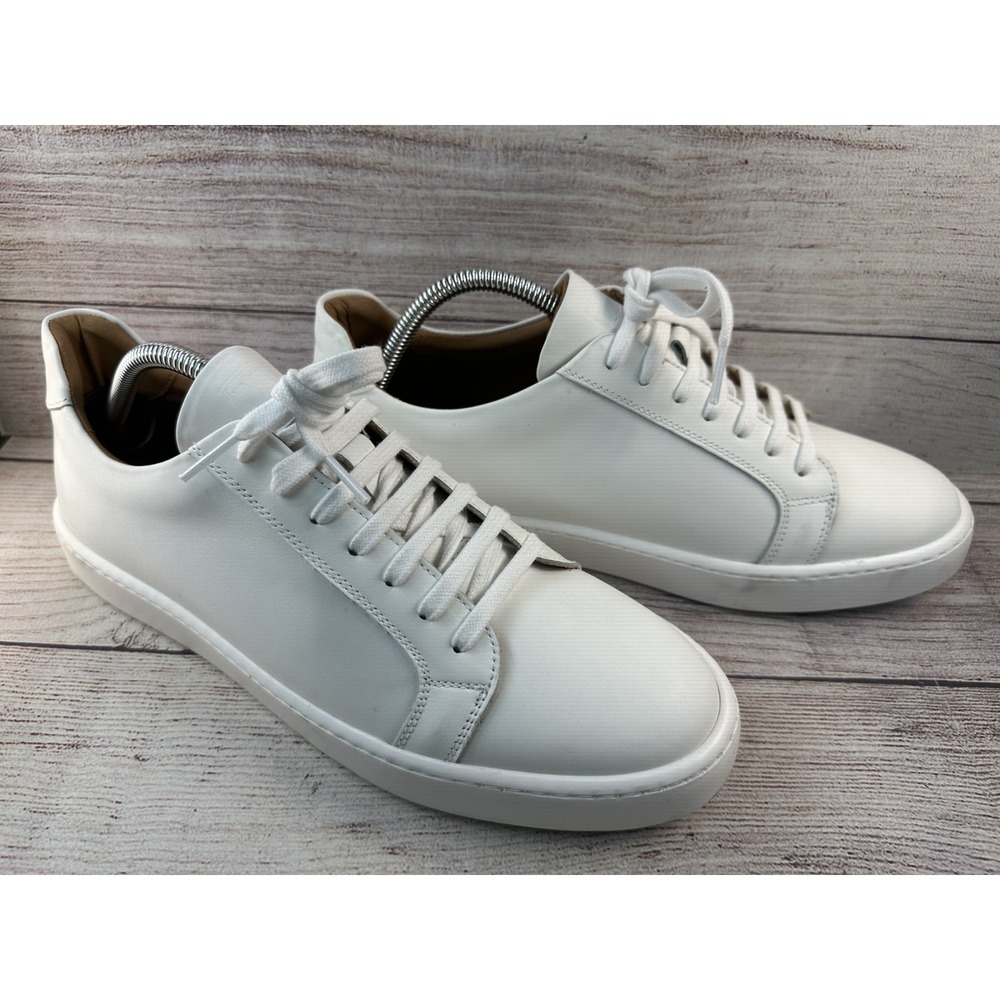 Bruno Magli Men's White Daniel Leather Lace Up Low Top Sneakers Size 9.5